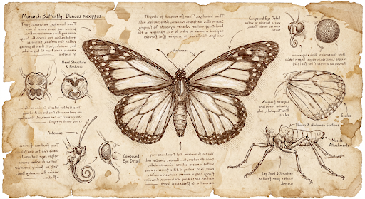 Da Vinci Butterfly Sketch