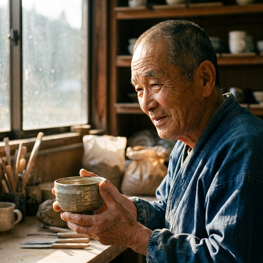 Elderly Japanese Ceramicist Portrait